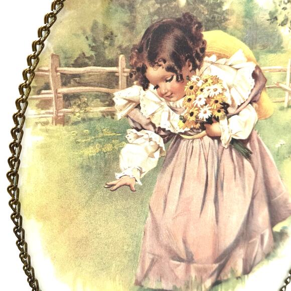 Vintage Oval Chain Frame with print  Cottagecore Maximalist Gallery Wall Art - Picture 2 of 7